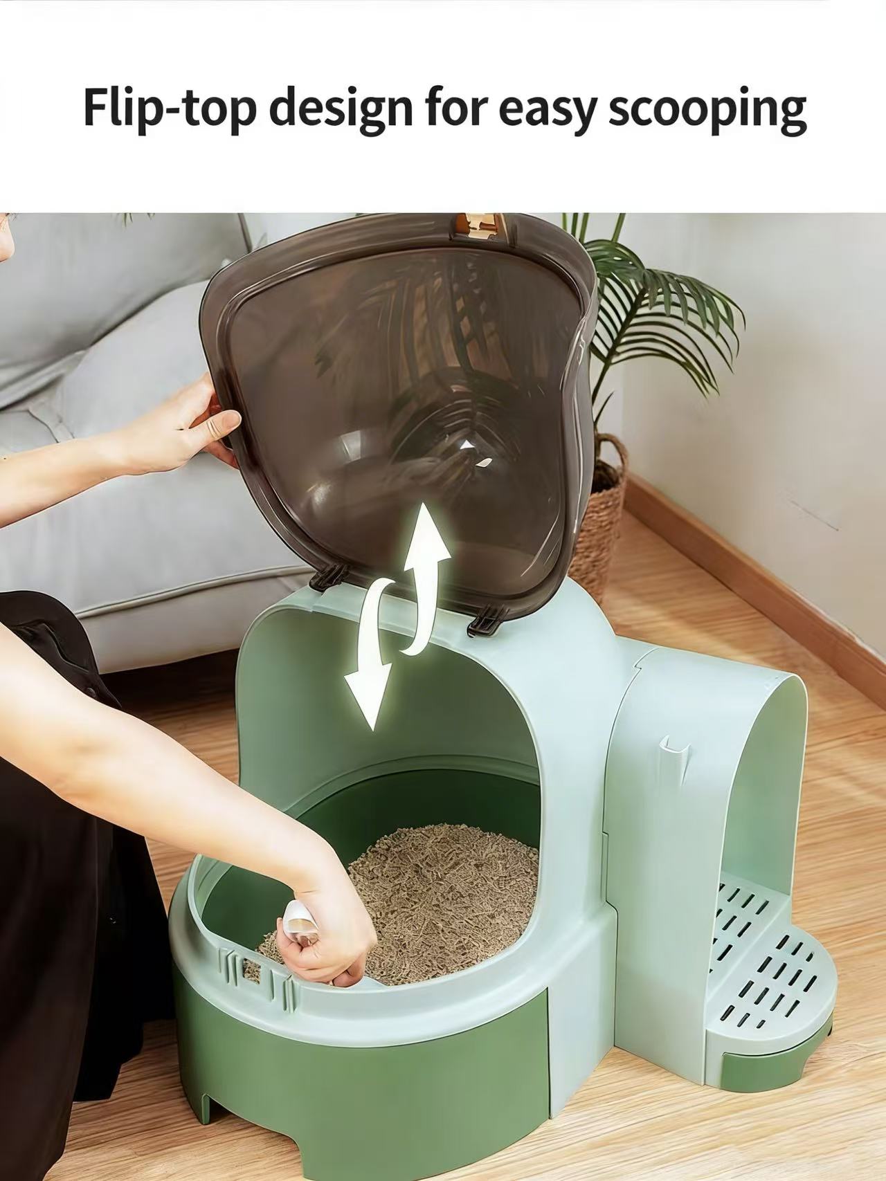 PAKEWAY Green Star Tunnel Cat Litter Box