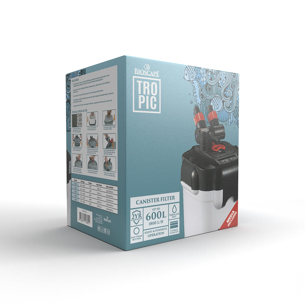 BIOSCAPE Tropic Aquarium Canister Filter 1800LPH — barcode 9327975043551