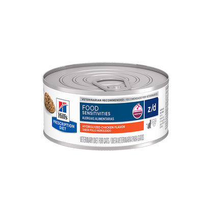 HILLS PRESCRIPTION DIET Z/D Food Sensitivities Hydrolyzed Chicken Flavour Wet Cat Food — 156g front packshot