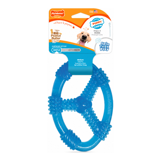 NYLABONE Puppy Freezer Chew Ring Peanut Butter Dog Toy
