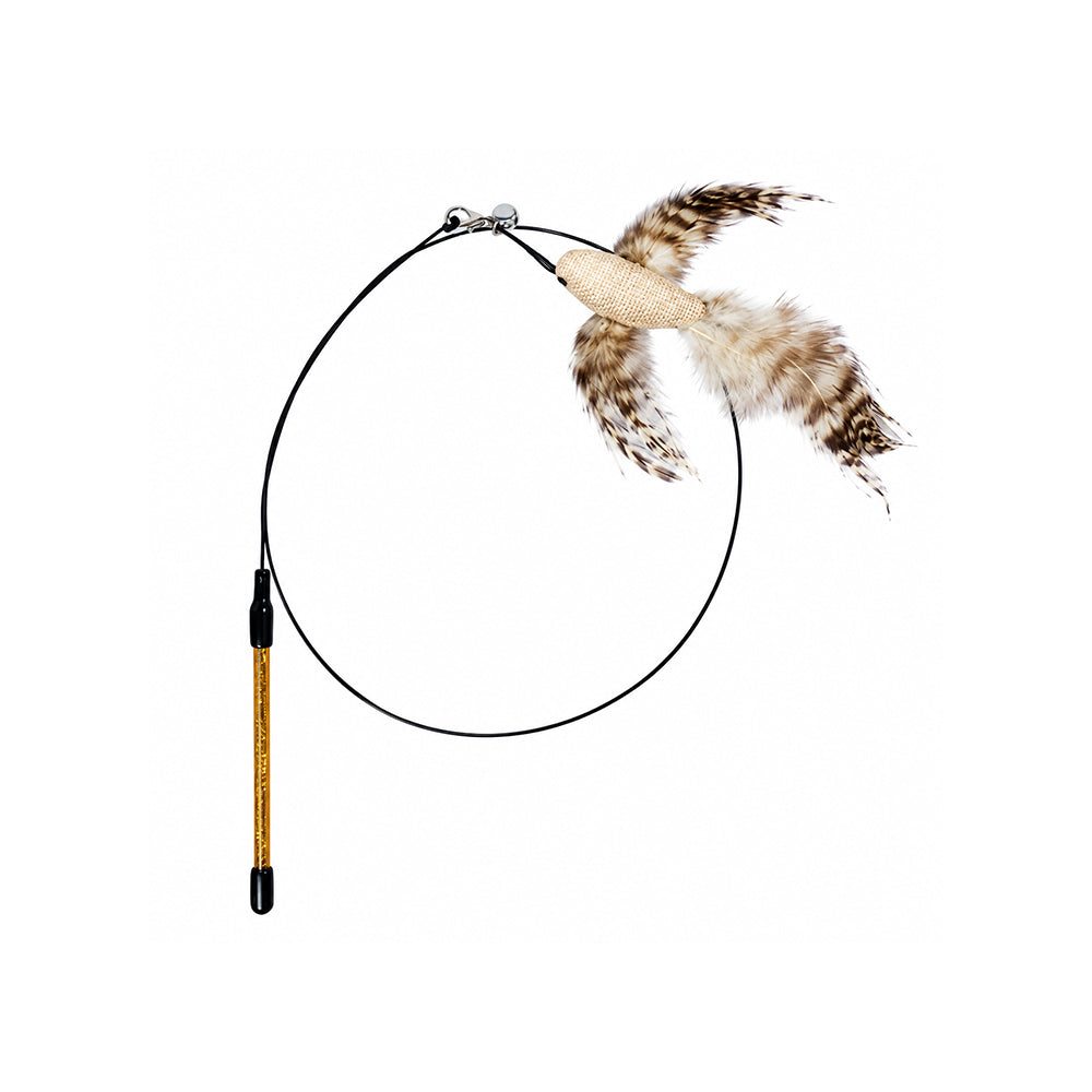 Petso Bird Teaser Cat Wand with Wire, feather cat toy on white background