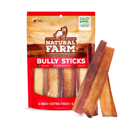 NATURAL FARM Extra Thick Bully Sticks Dog Treats product image
