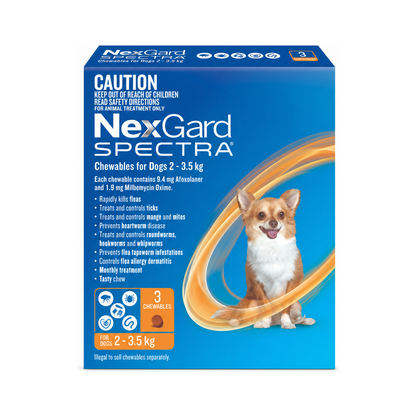 NEXGARD SPECTRA Flea, Tick & Worming Chews For Dogs 2-3.5kg