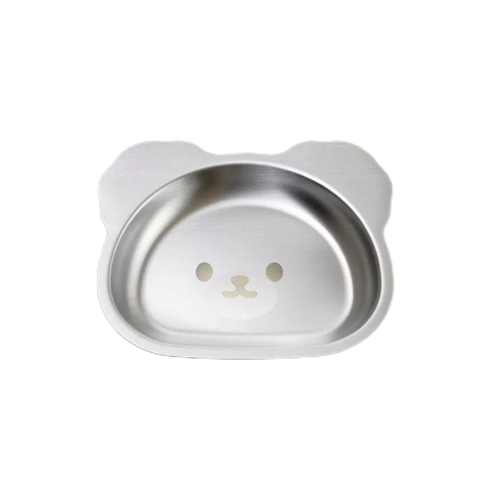 Stainless Steel Cartoon Pet Meal Plate – Bear & Duck Shape