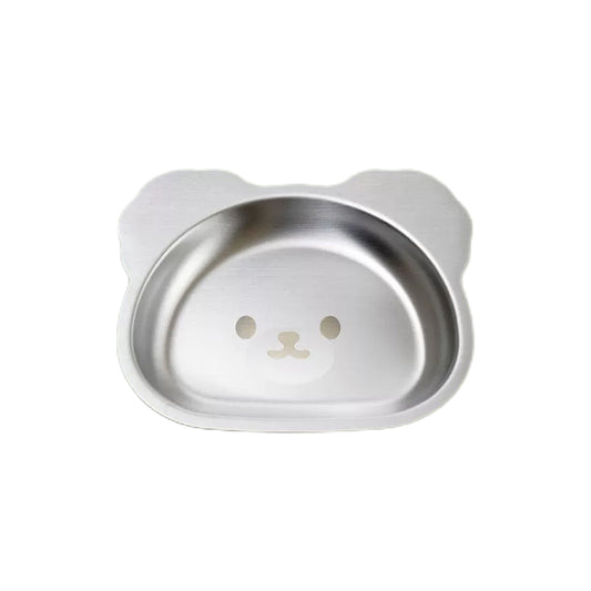 Stainless Steel Cartoon Pet Meal Plate – Bear & Duck Shape