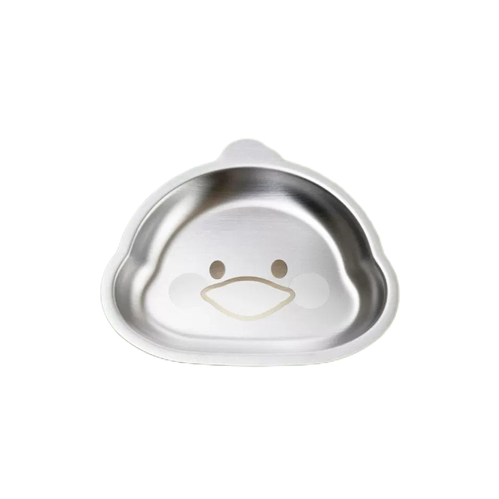 Stainless Steel Cartoon Pet Meal Plate – Bear & Duck Shape