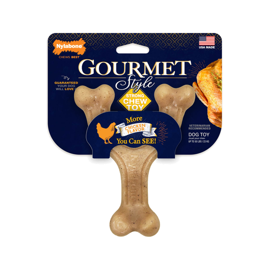 NYLABONE Gourmet Style Strong Chew Wishbone Chicken Flavour Dog Chew Toy Large