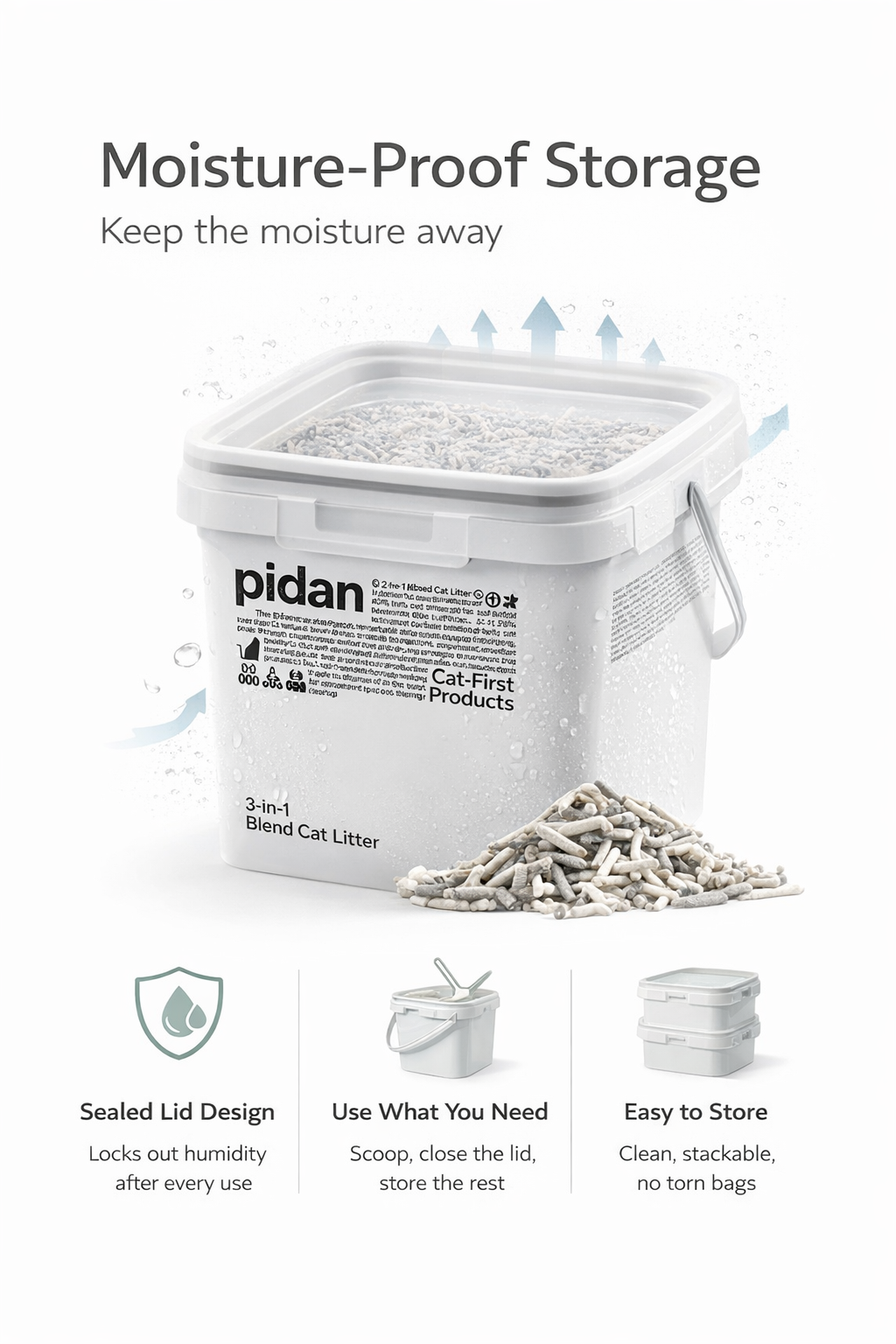 PIDAN 3-in-1 Mixed Cat Litter 5.2kg Reusable Bucket
