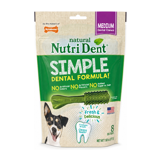 NYLABONE Nutri-Dent Simple Brush Sticks Medium Bag 8pcs 160g