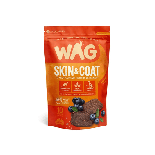WAG Kangaroo Jerky Skin & Coat Dog Treats10pc – Front white-background product packshot
