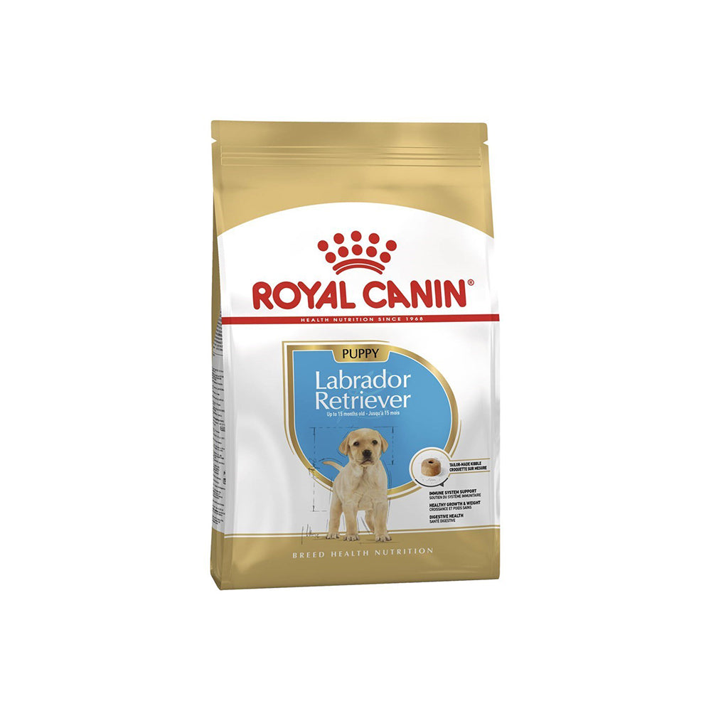 Royal Canin Labrador Retriever Puppy dry dog food 12kg front packshot on white background