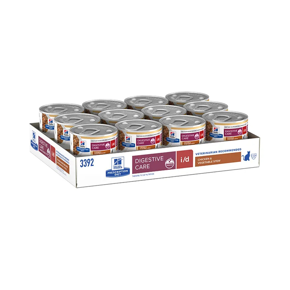HILLS PRESCRIPTION DIET I/D Digestive Care Chicken & Vegetable Stew Wet Cat Food — 82g × 24 front packshot