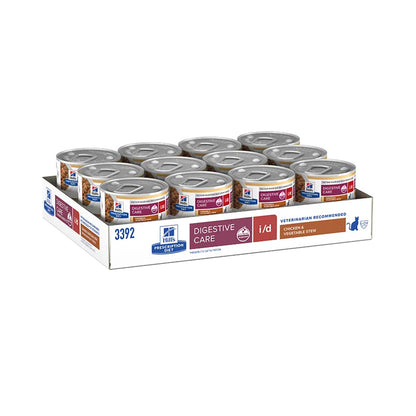 HILLS PRESCRIPTION DIET I/D Digestive Care Chicken & Vegetable Stew Wet Cat Food — 82g × 24 front packshot