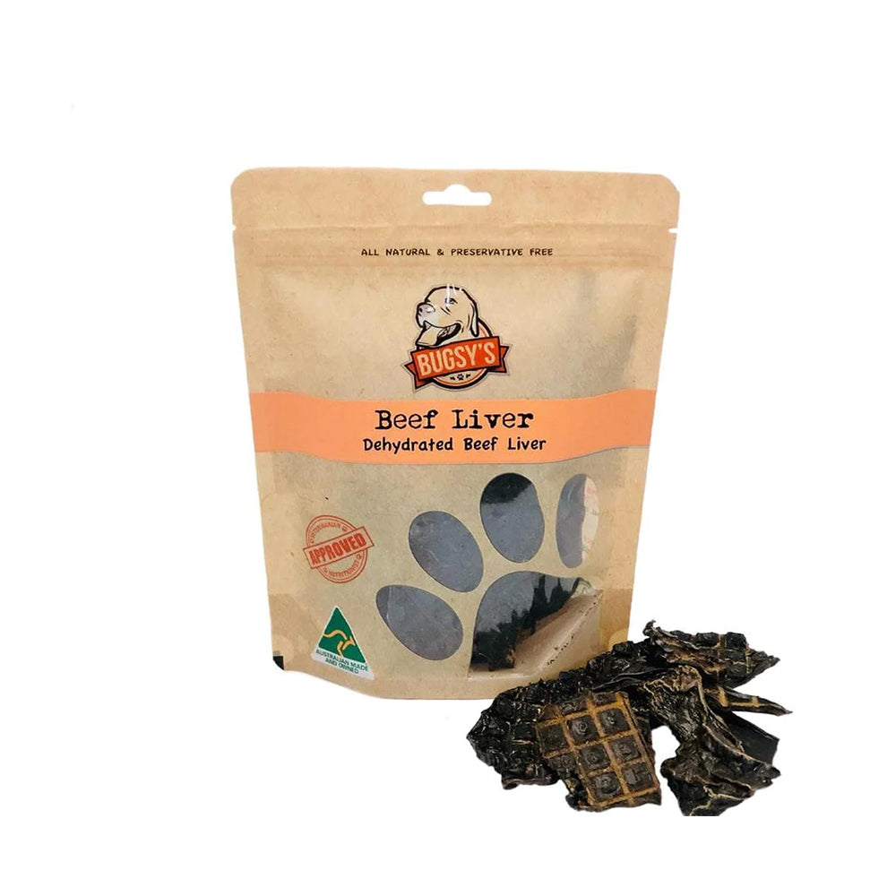 BUGSY'S Dehydrated Beef Liver Dog Treats 100g