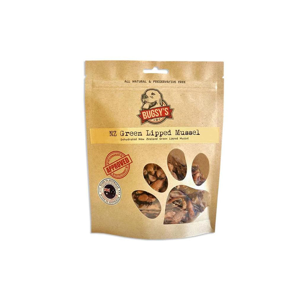 BUGSY'S Dehydrated Green Lipped Mussel Dog Treats 100g