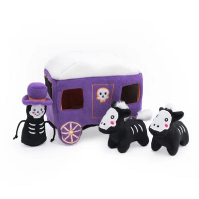 ZIPPY PAWS Halloween Burrow Haunted Carriage Dog Toy with 3 Squeakers