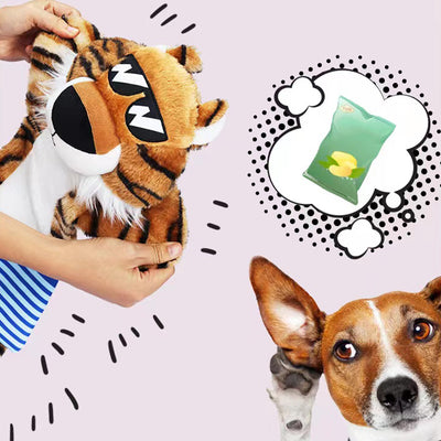 FOFOS Jumbo Skinnez Tiger Plush Crinkle Dog Toy