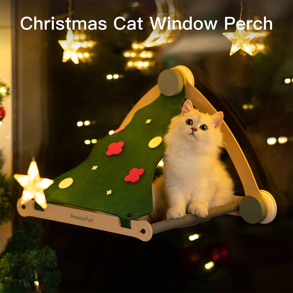 MEWOOFUN Green Christmas Cat Window Perch