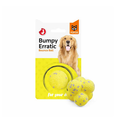 FOFOS The Amazing Ultra-Durable Yellow/Grey Bounce Dog Toy Ball