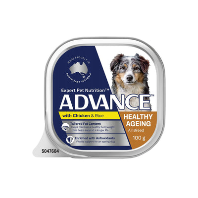 ADVANCE Healthy Aging Chicken & Rice Adult Wet Dog Food 12x100g