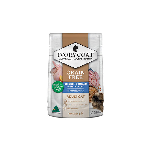 IVORY COAT Grain Free Chicken & Ocean Fish Jelly Adult Wet Cat Food 85g