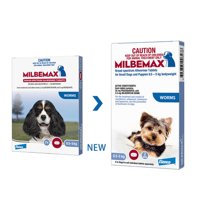 MILBEMAX Allwormer Dog 0.5-5KG 2 Tablets