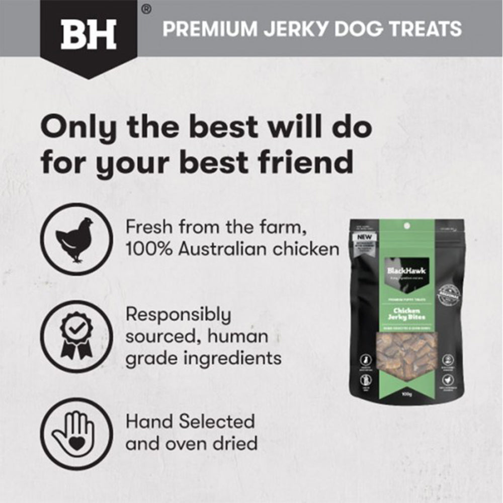 BLACK HAWK Dog Treats Puppy Chicken Jerky Bites 100g