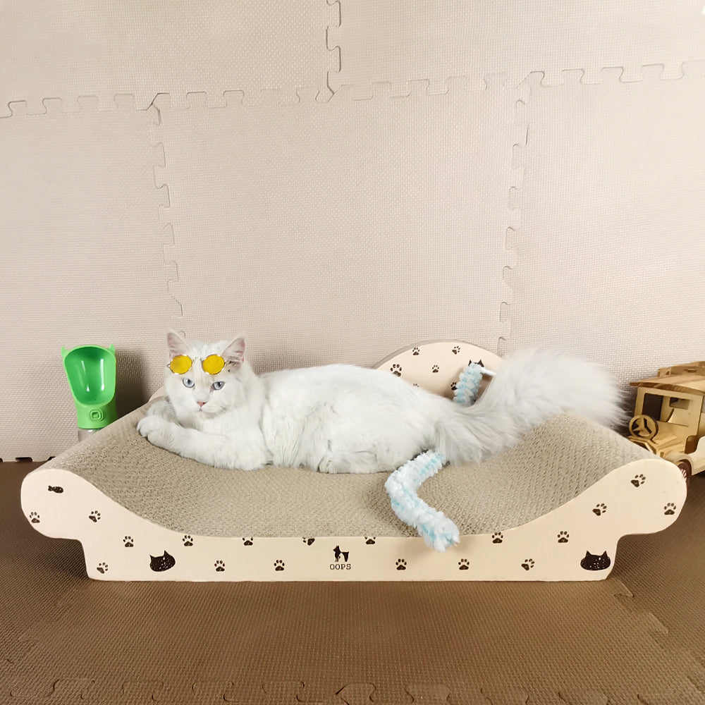 ZODIAC Cat White Printed Cat Scratcher