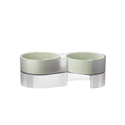 PIDAN Green Dual Bowl Cat Feeding & Drinking Supplies