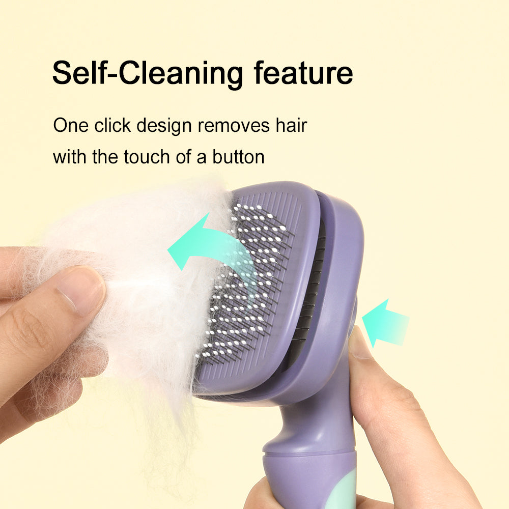 PAKEWAY Green & Purple T10 Self-Cleaning Slicker Brush Max (Extra Large)