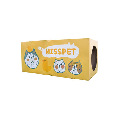 MISSPET Misscats Yellow Cardboard Tunnel Cat Toy