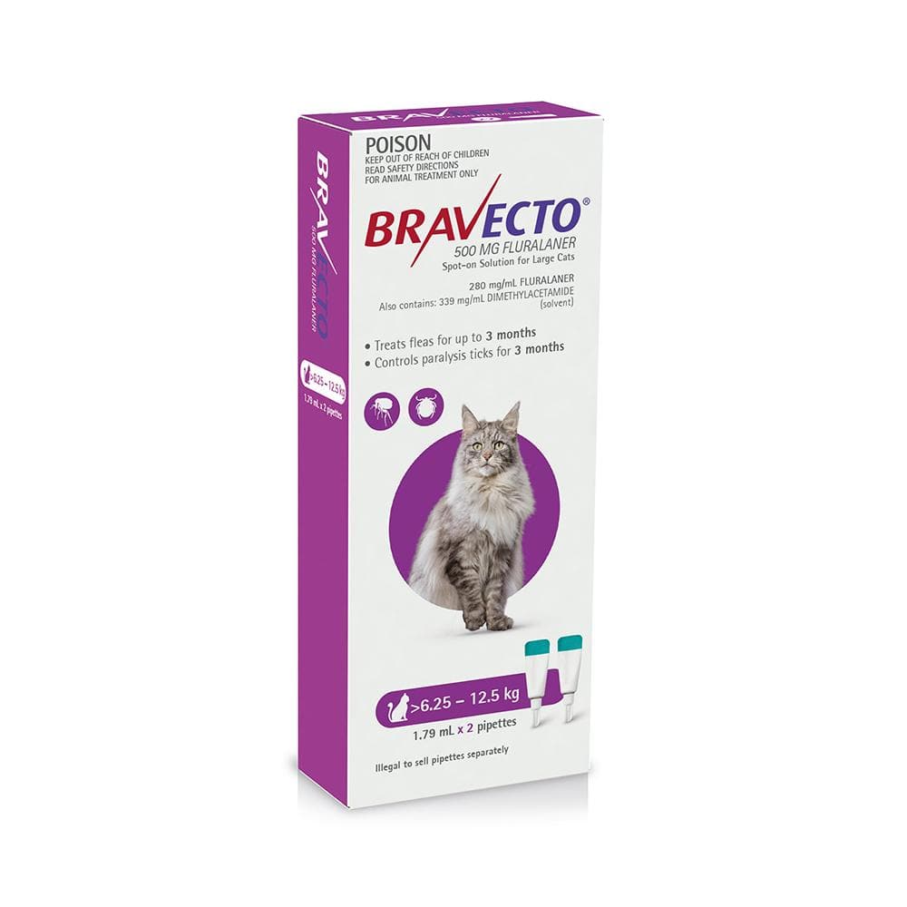 BRAVECTO Flea and Tick Management for large cats (6.25-12.5kg) 2 pipettes