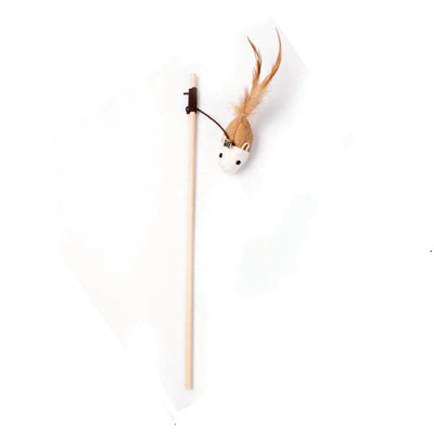 HOOPET Wooden Linen Mouse Stick Cat Teaser & Wand
