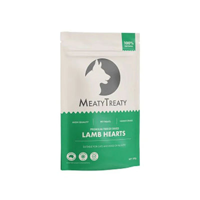 MEATY TREATY Lamb Hearts Freeze Dried Dog & Cat Treats 100g