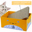 ZODIAC Yellow Box Corrugated Cardboard Cat Scratcher with Scratcher Refill Inside