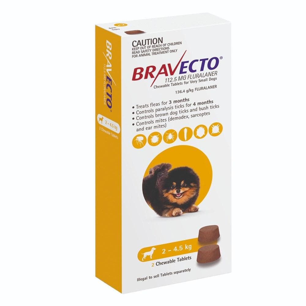 BRAVECTO For Very Small Dogs 2-4.5kg 2 Chews