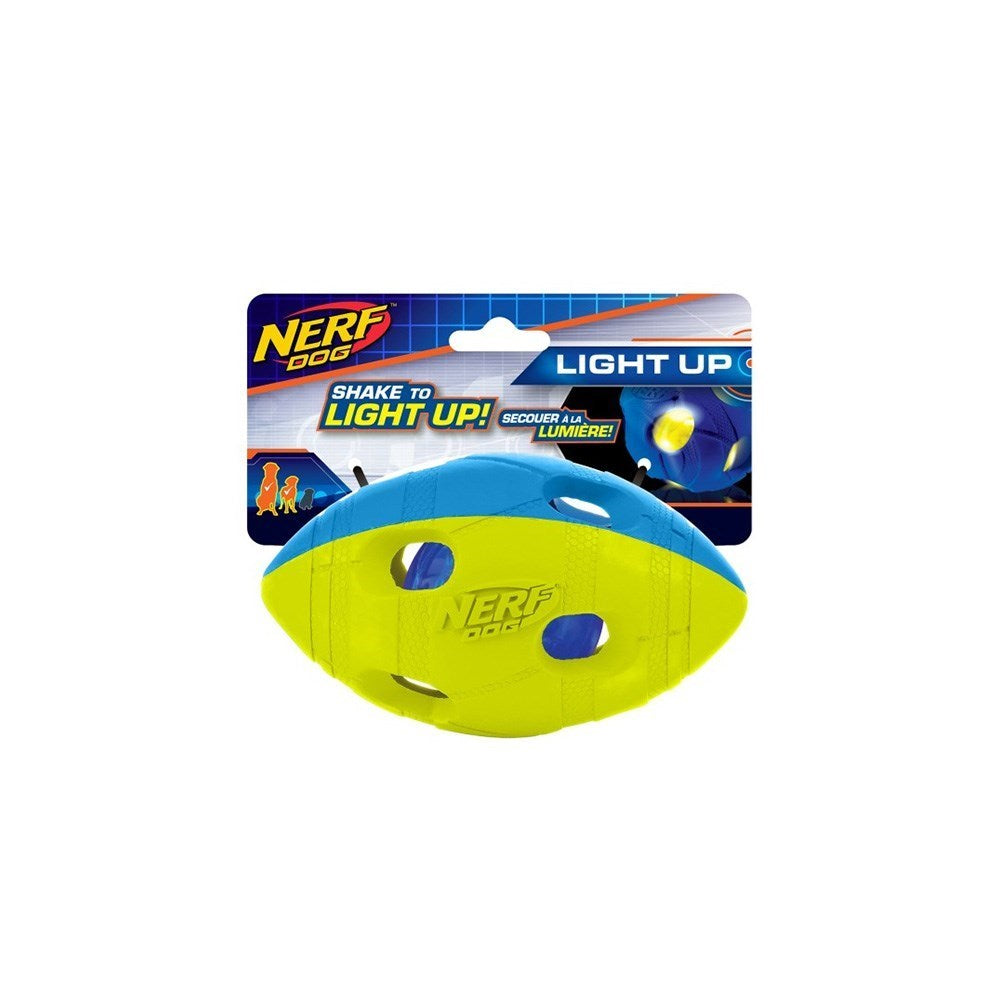 NERF Blue/Green Led Bash Football Dog Toy 14cm