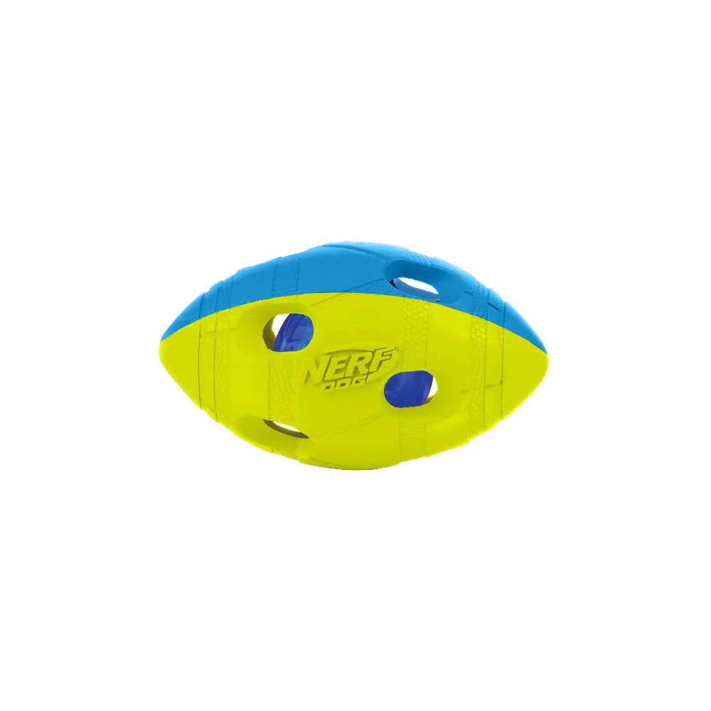 NERF Blue/Green Led Bash Football Dog Toy 14cm
