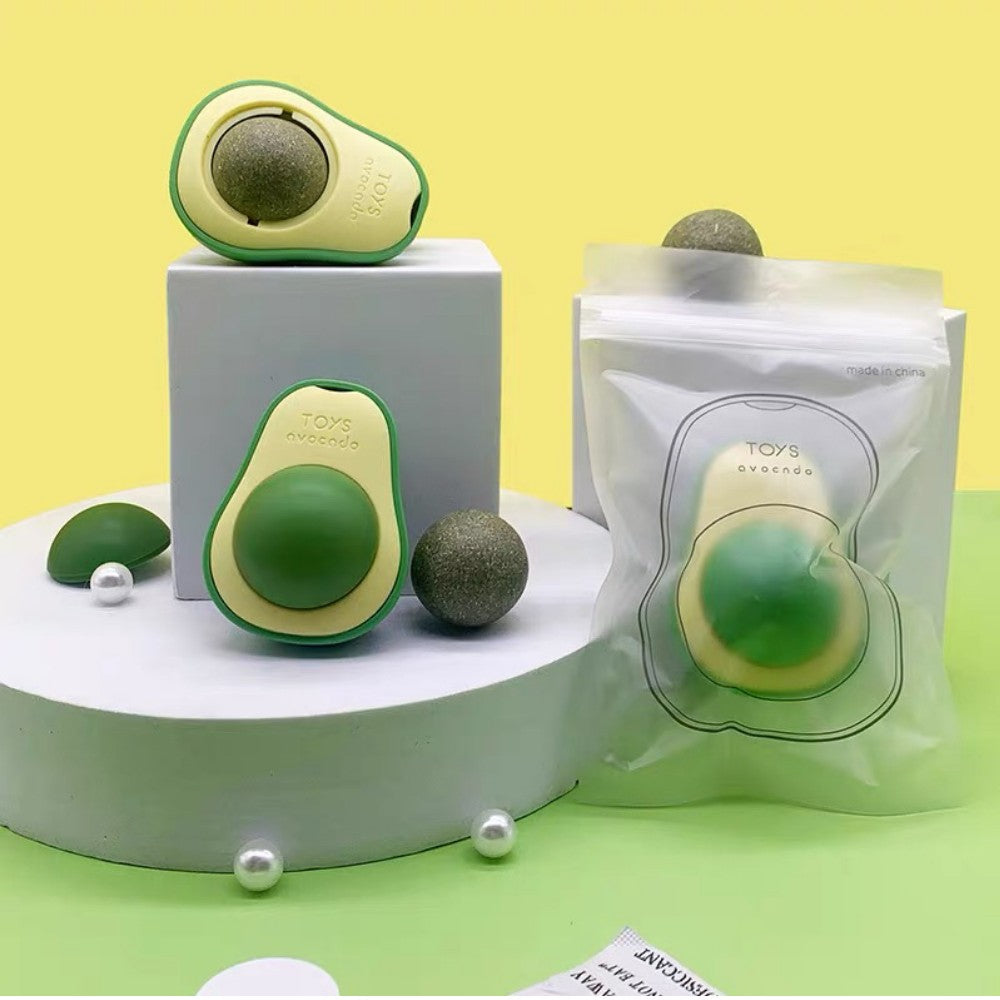 KARA PET Avocado Catnip Ball 360 Rotating Lickable Cat Toys