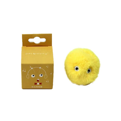 PETGRAVITY Yellow Furry Ball Cricket Smart Interactive Animal Squeaking Sound Cat Toy