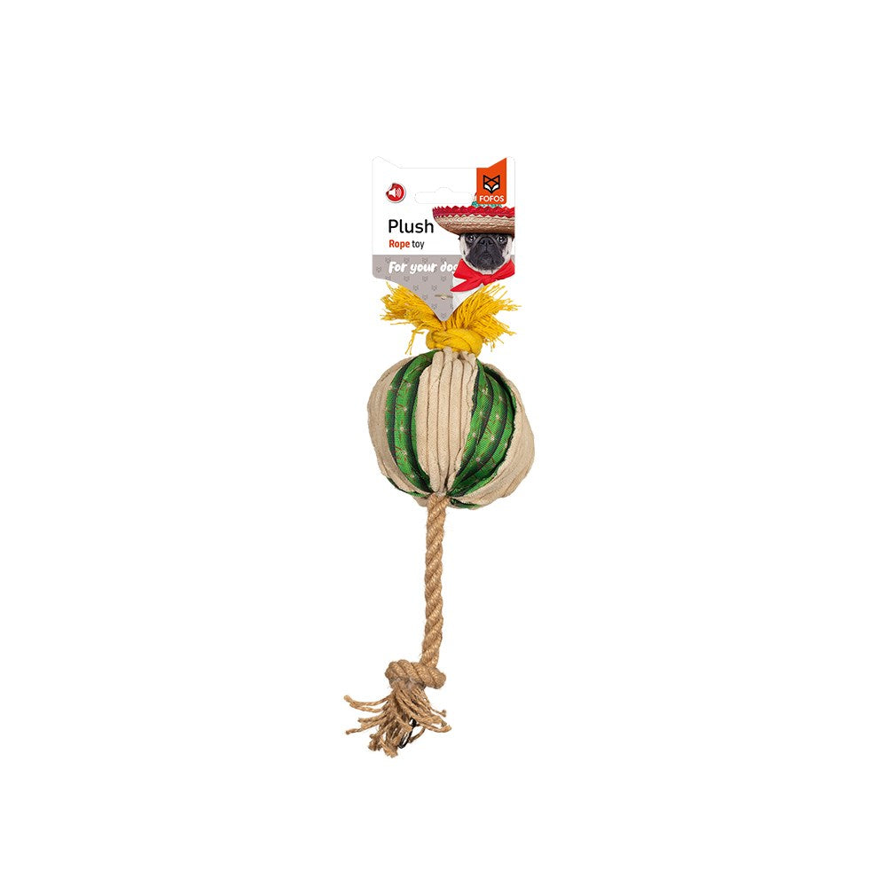 FOFOS Medium Cactus Ball with Hemp Rope Dog Fetch Toy