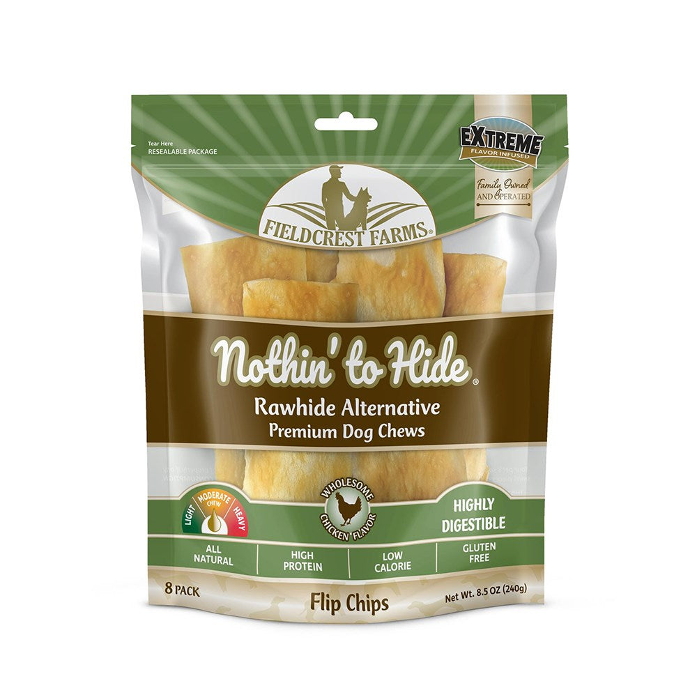NOTHIN TO HIDE Chicken Flip Chips Premium Dog Chews 8 Pack