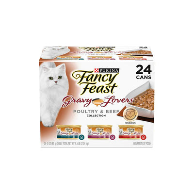 FANCY FEAST Gravy Lovers Poultry & Beef Variety Pack Cat Canned Food 24x85g