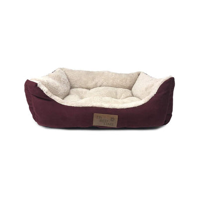 IT'S BED TIME Large Red Rectangle Plush Dozer Dog Bed