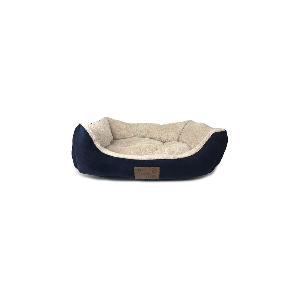IT'S BED TIME Small Blue Rectangle Plush Dozer Dog Bed