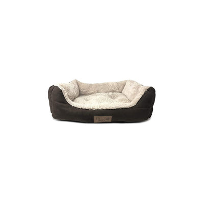 IT'S BED TIME Small Brown Rectangle Plush Dozer Dog Bed