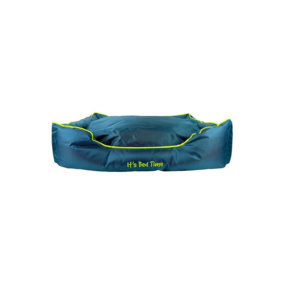 IT'S BED TIME Large Navy Green Ecofill Lounge Dog Bed