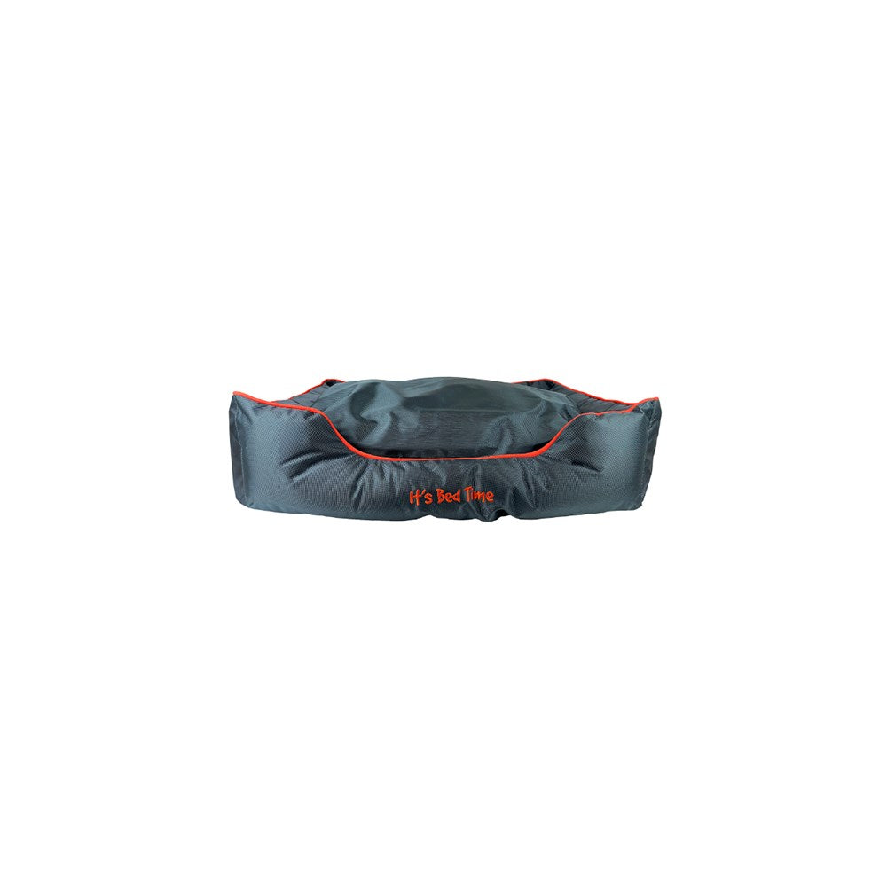 IT'S BED TIME Medium Charcoal Orange Ecofill Lounge Dog Bed