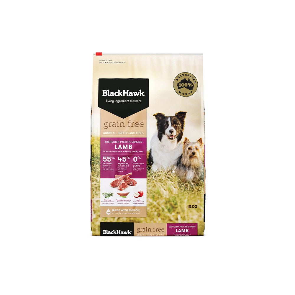 BLACK HAWK Grain Free Lamb Adult Dry Dog Food 15kg