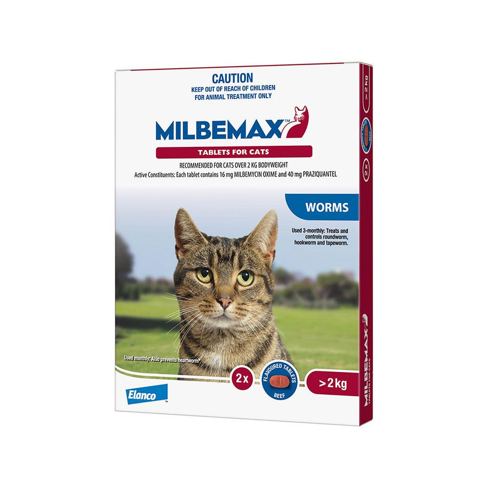 MILBEMAX Allwormer Cat Over 2KG 2 Tablets l Cat Dewormer l Petso AU